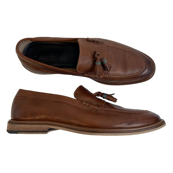 Mens Walk London Brown Leather Loafers Tassels Size 10 GUC Slip On main image 9